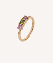 Anillo triple circonita Multicolor