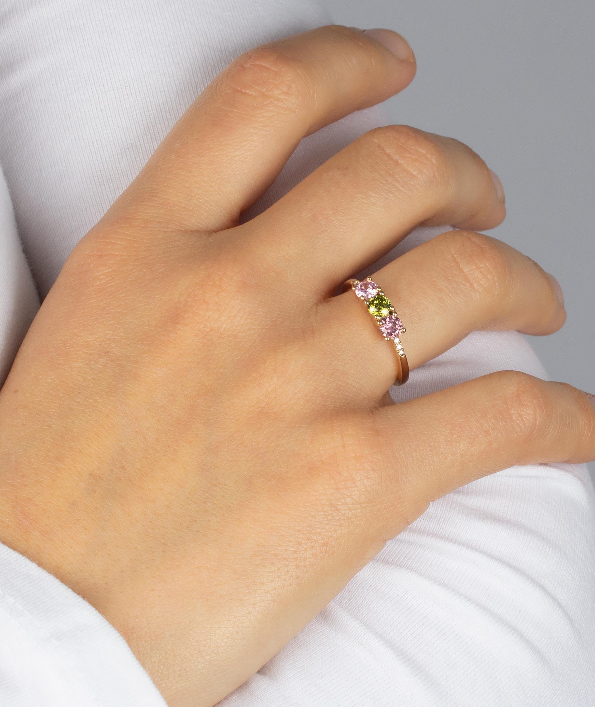 Anillo triple circonita Multicolor