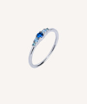 Anillo triple circonita Azul