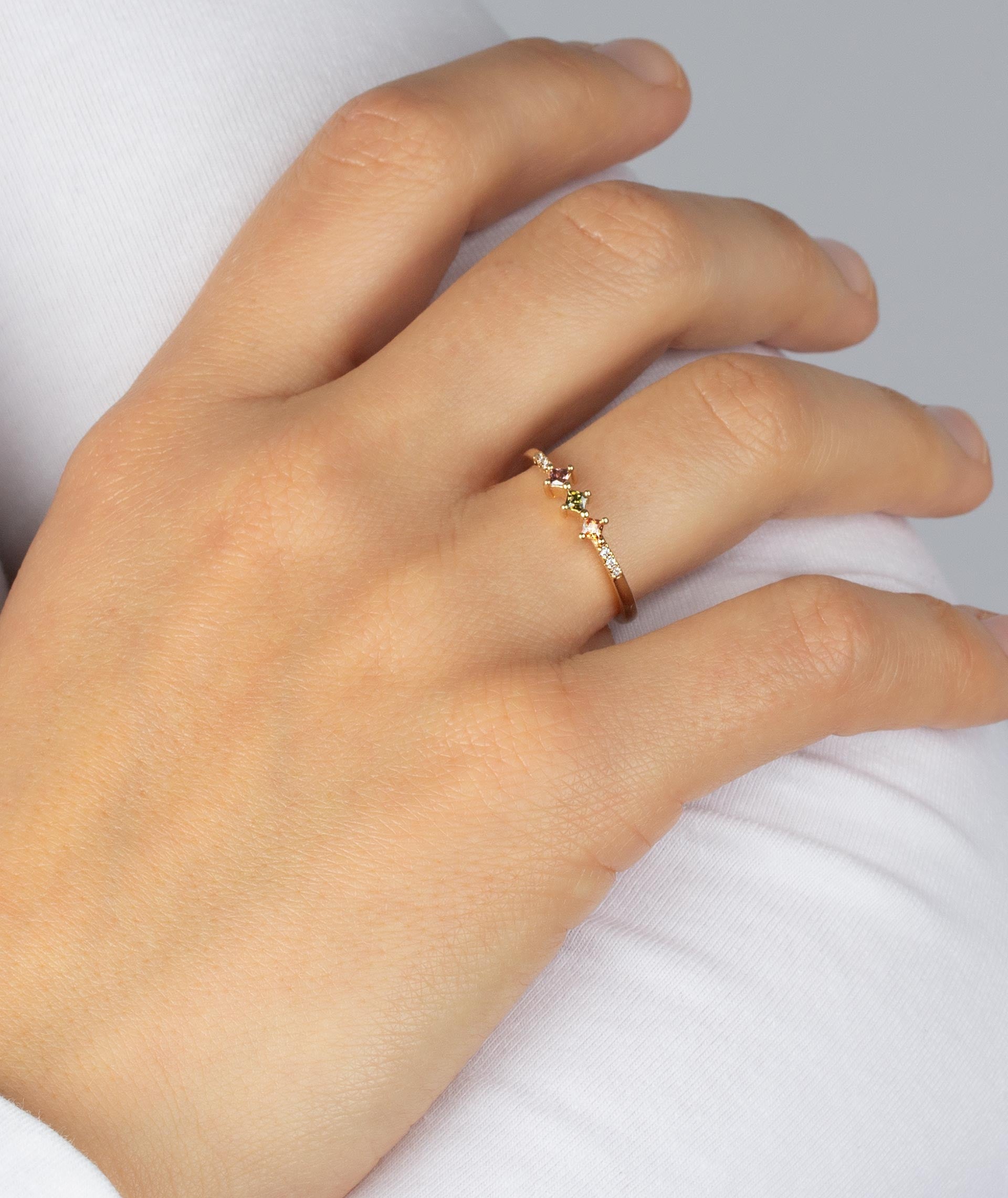 Anillo triple circonita Multicolor