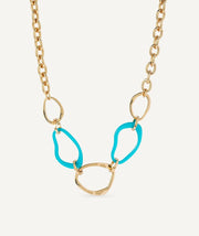 Collar Oratge  chapado Oro 18 Kt acetato azul