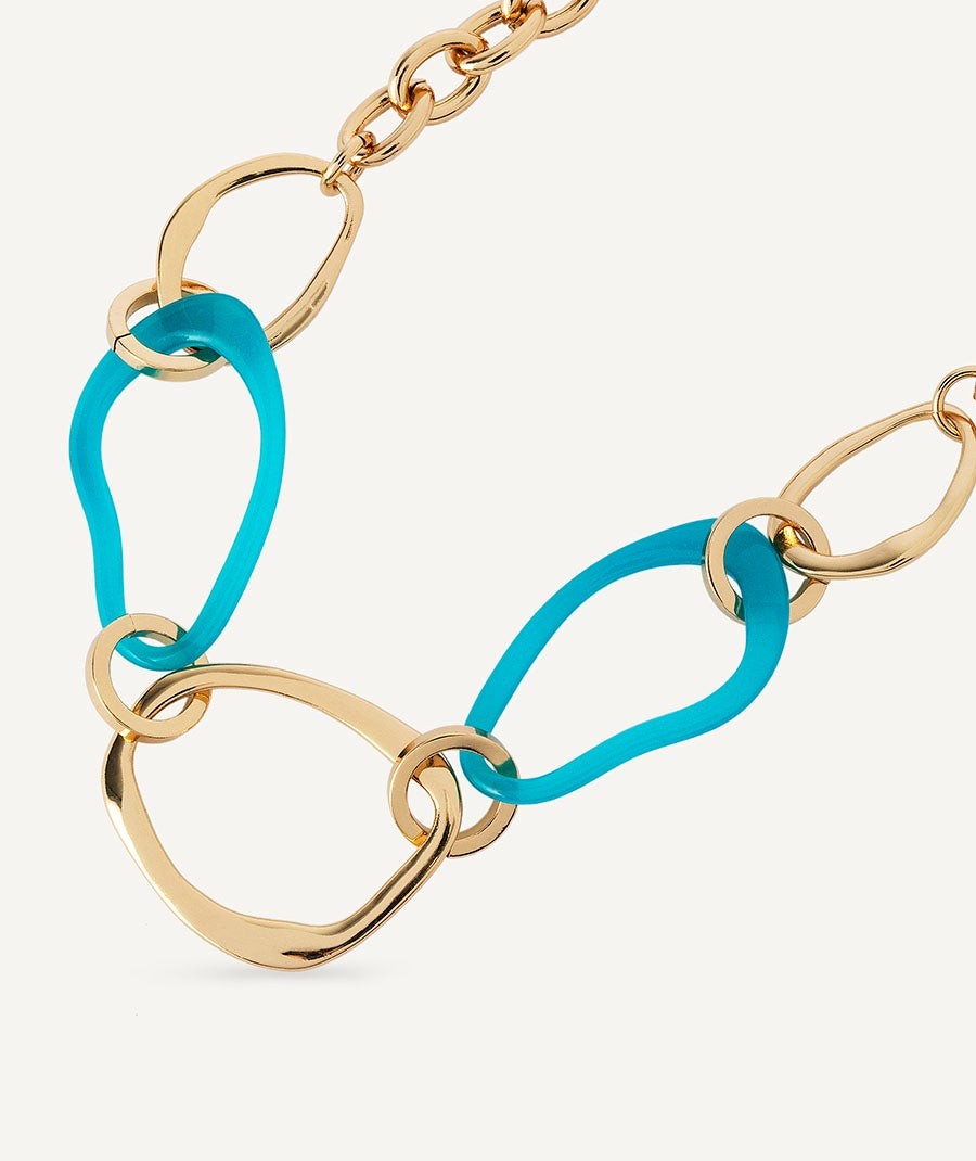 Collar Oratge  chapado Oro 18 Kt acetato azul