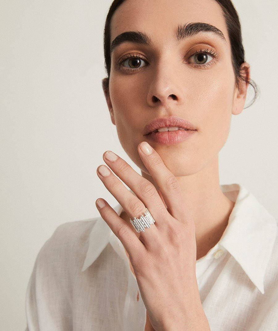 Anillo de tiras Redosa Chapado Plata de primera Ley