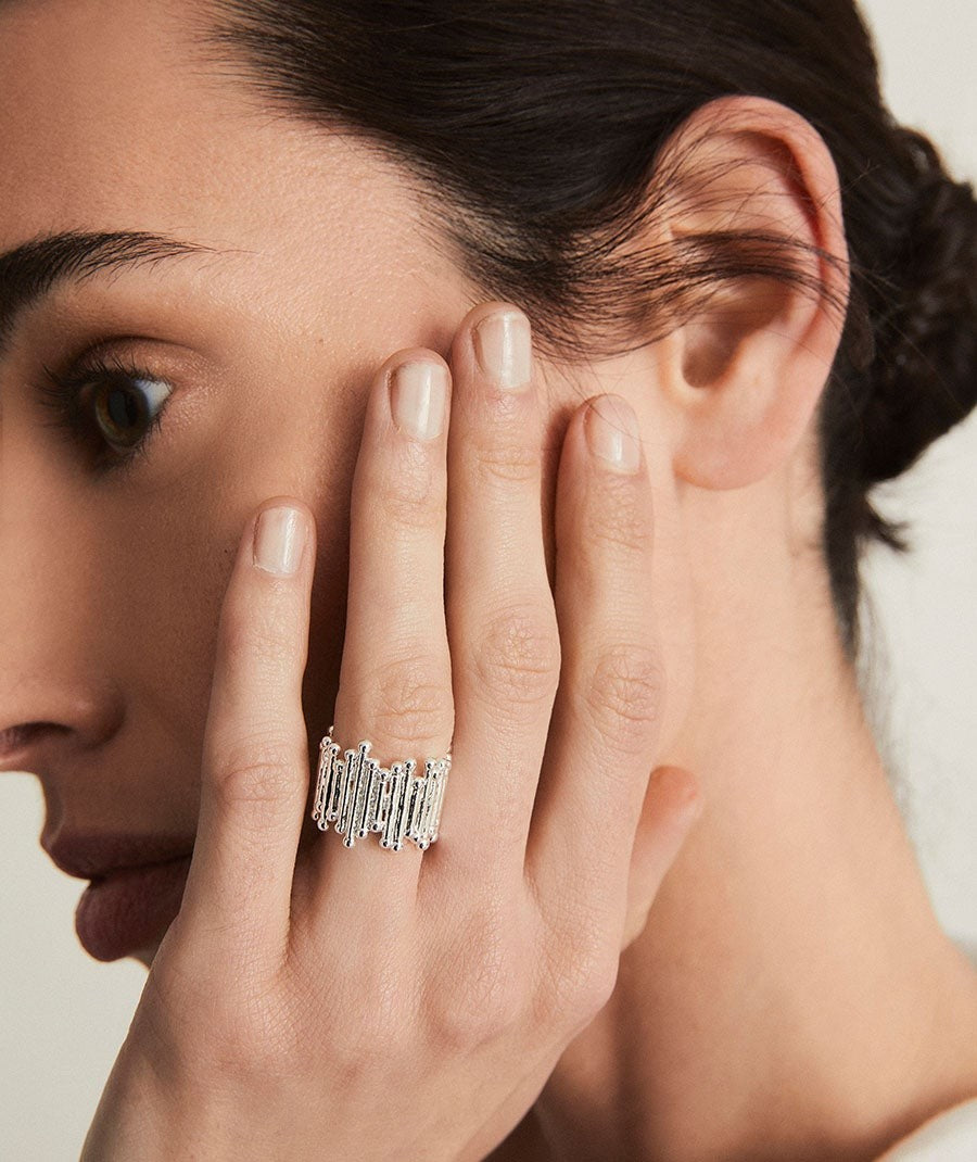 Anillo de tiras Redosa Chapado Plata de primera Ley