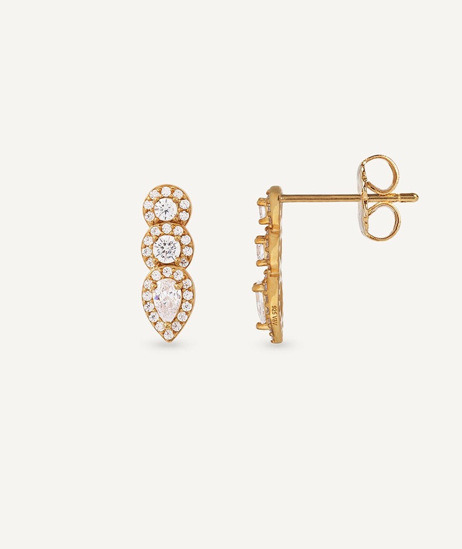 Pendientes Mary colección Signature Plata de Ley 925 Chapado Oro 18Kt circonitas