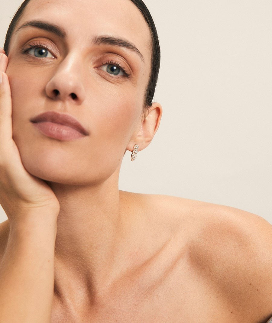 Pendientes Mary colección Signature Plata de Ley 925 Chapado Oro 18Kt circonitas