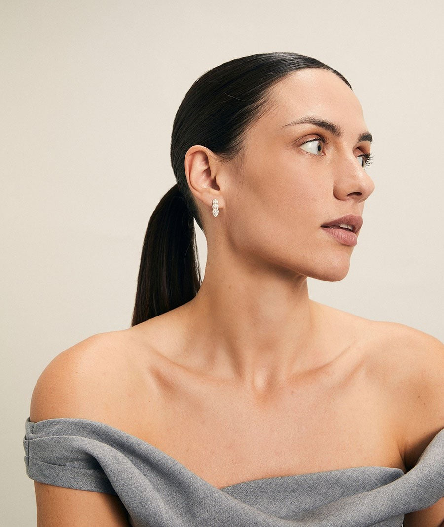 Pendientes Mary colección Signature Plata de Ley 925 Chapado Oro 18Kt circonitas