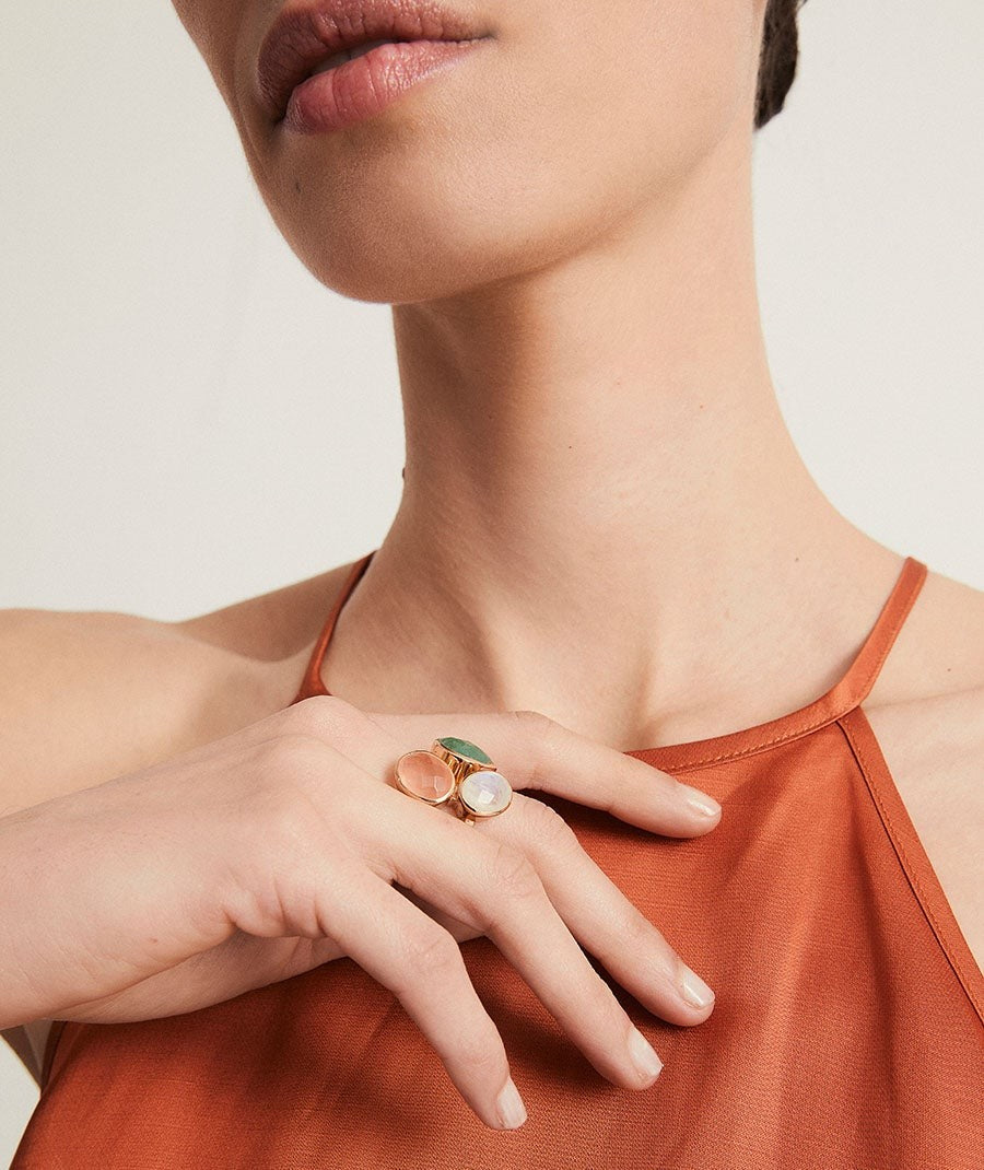 Anillo Ombra colección Dreams chapado Oro 18 Kt piedras naturales