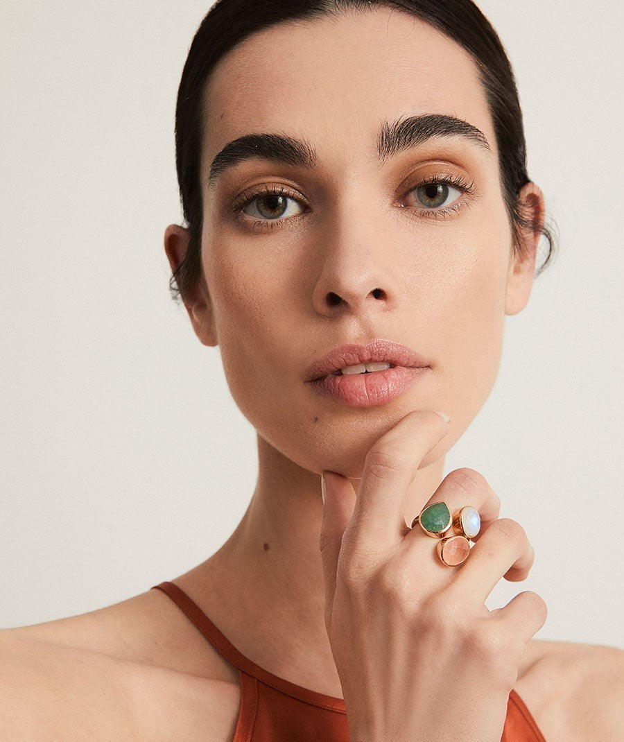 Anillo Ombra colección Dreams chapado Oro 18 Kt piedras naturales