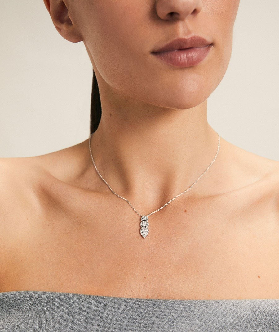 Collar Mary colección Signature plata de ley 925 chapado platino circonitas