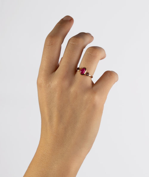 Anillo triple Piedra Rosa secundaria