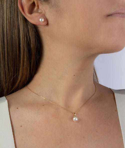 Conjunto Plata acabado Oro 18kt collar y pendientes Perlas secundaria