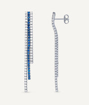 Pendientes Grace colección Signature plata de ley 925 chapado platino tiras circonitas azul