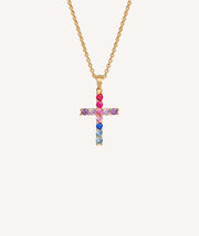 Colgante Cruz Circonitas multicolor