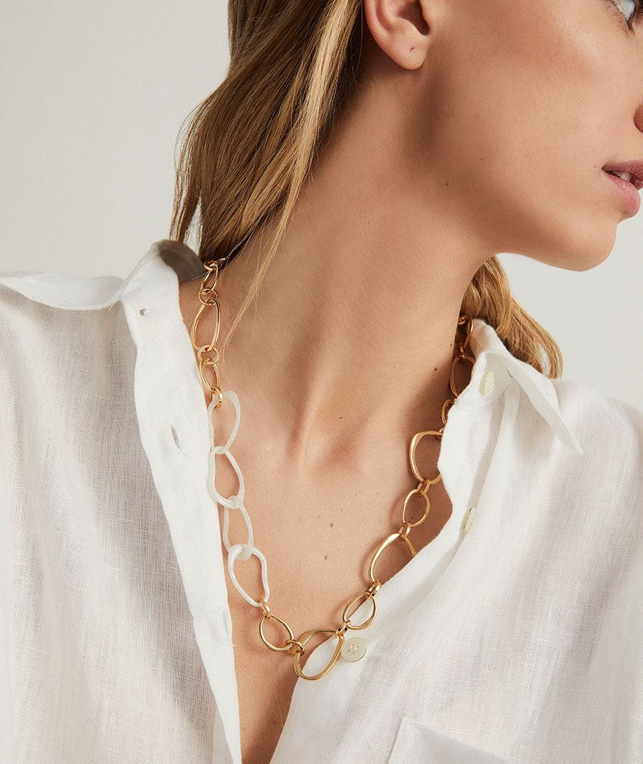 Collar Reflexe  chapado Oro 18 Kt acetato blanco