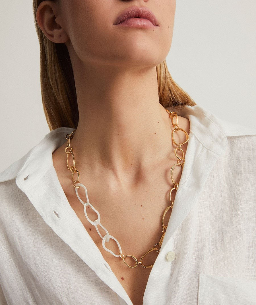 Collar Reflexe  chapado Oro 18 Kt acetato blanco