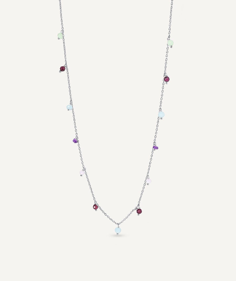 Collar Fosquet  chapado Plata de primera Ley piedras naturales