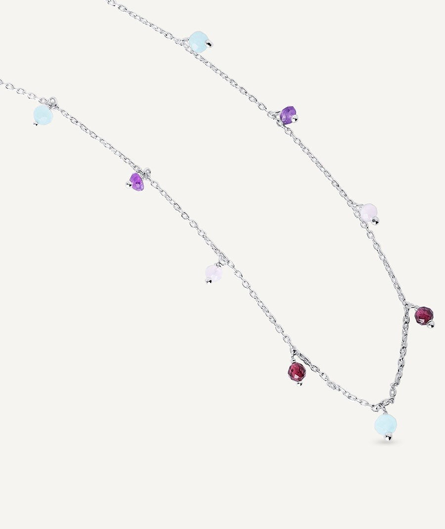 Collar Fosquet  chapado Plata de primera Ley piedras naturales