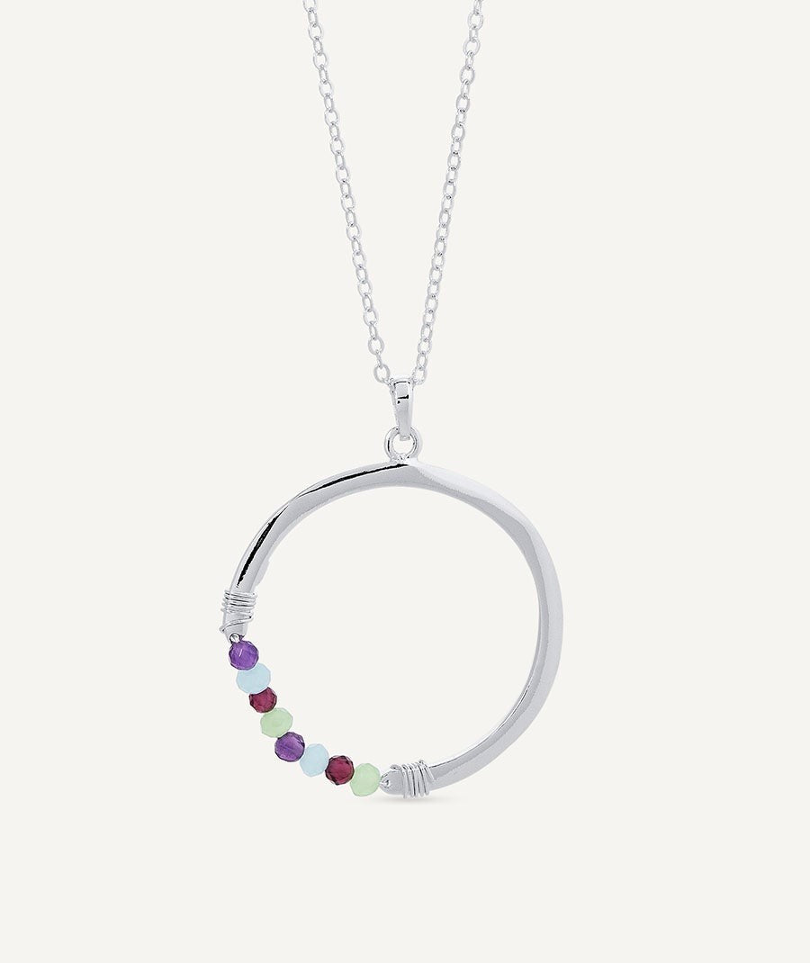 Colgante Fosquet  chapado Plata de primera Ley aro piedras naturales