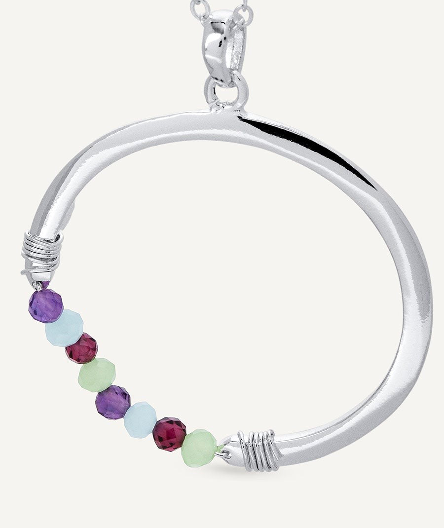 Colgante Fosquet  chapado Plata de primera Ley aro piedras naturales