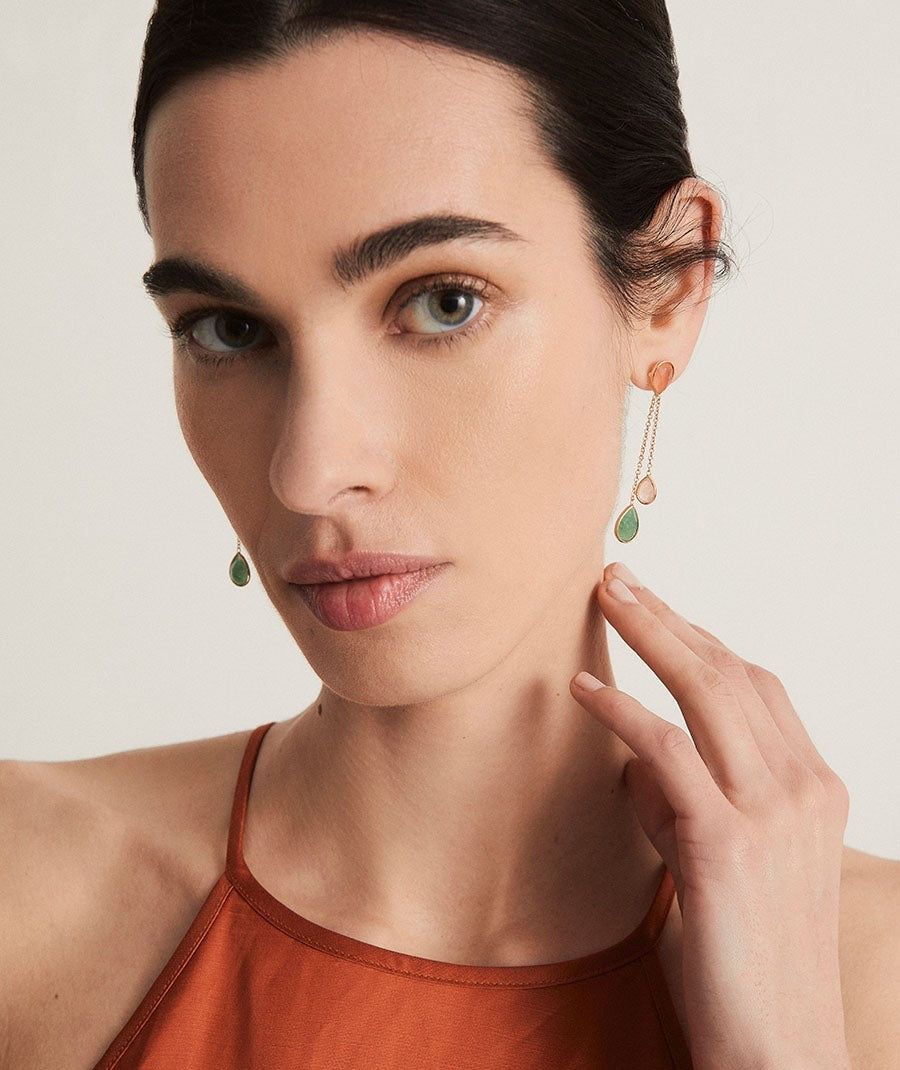 Pendientes Ombra colección Dreams chapado Oro 18 Kt piedras naturales