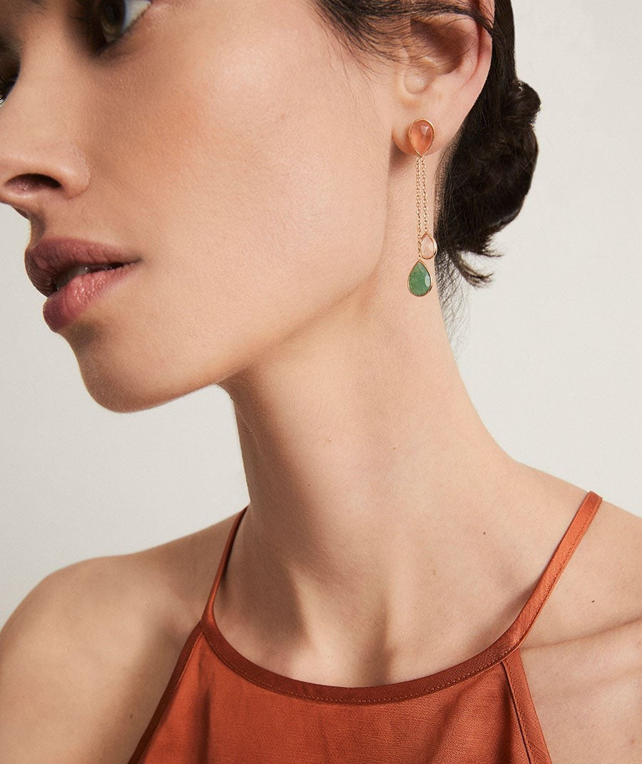 Pendientes Ombra colección Dreams chapado Oro 18 Kt piedras naturales