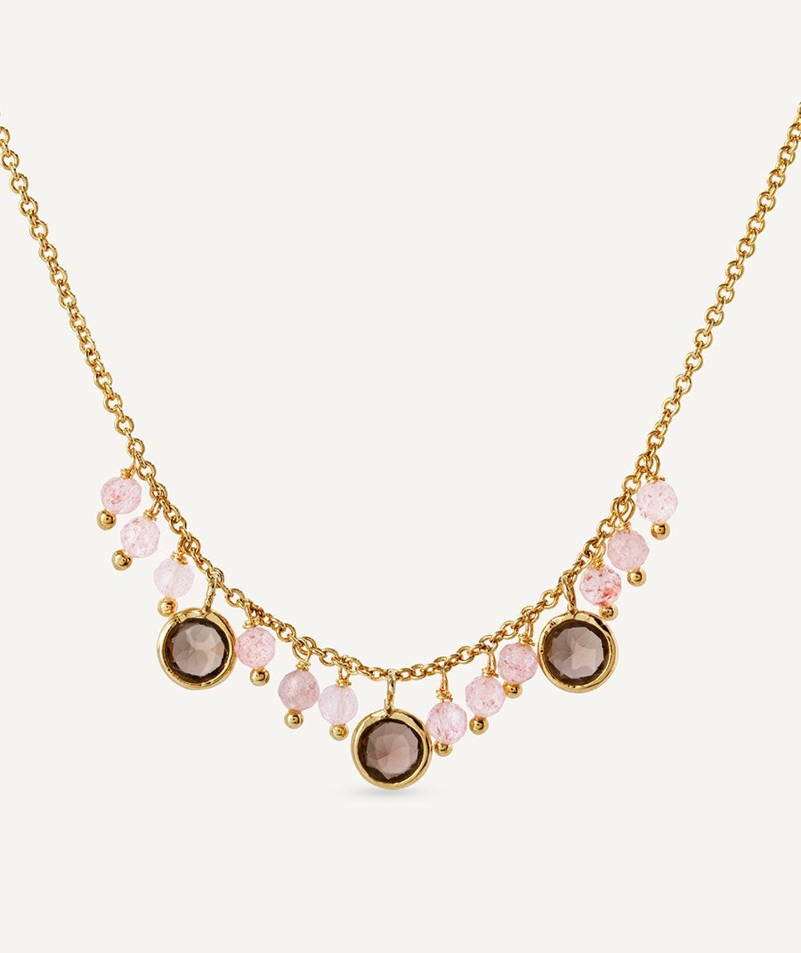 Collar Nahir colección Gaia chapado Oro 18 Kt piedras naturales