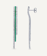 Pendientes Grace colección Signature plata de ley 925 chapado platino tiras circonitas verde