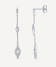 Pendientes Sakura colección Signature plata de ley 925 chapado platino largos circonitas