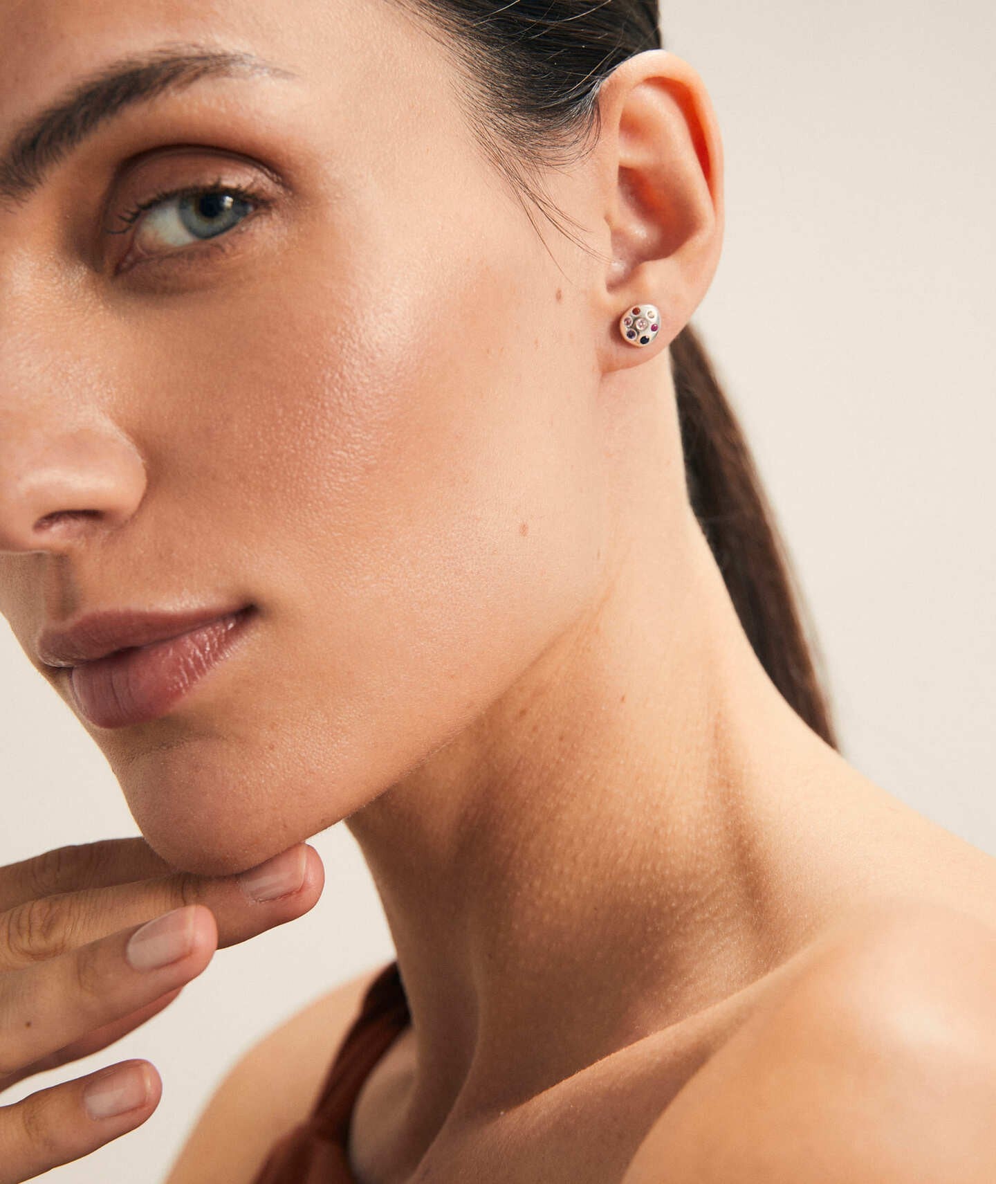 Pendientes colección Básicos Plata de Ley 925 circonitas multicolor