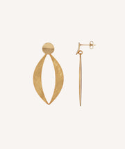 Pendientes Fulla largo ovalado rayado brillo