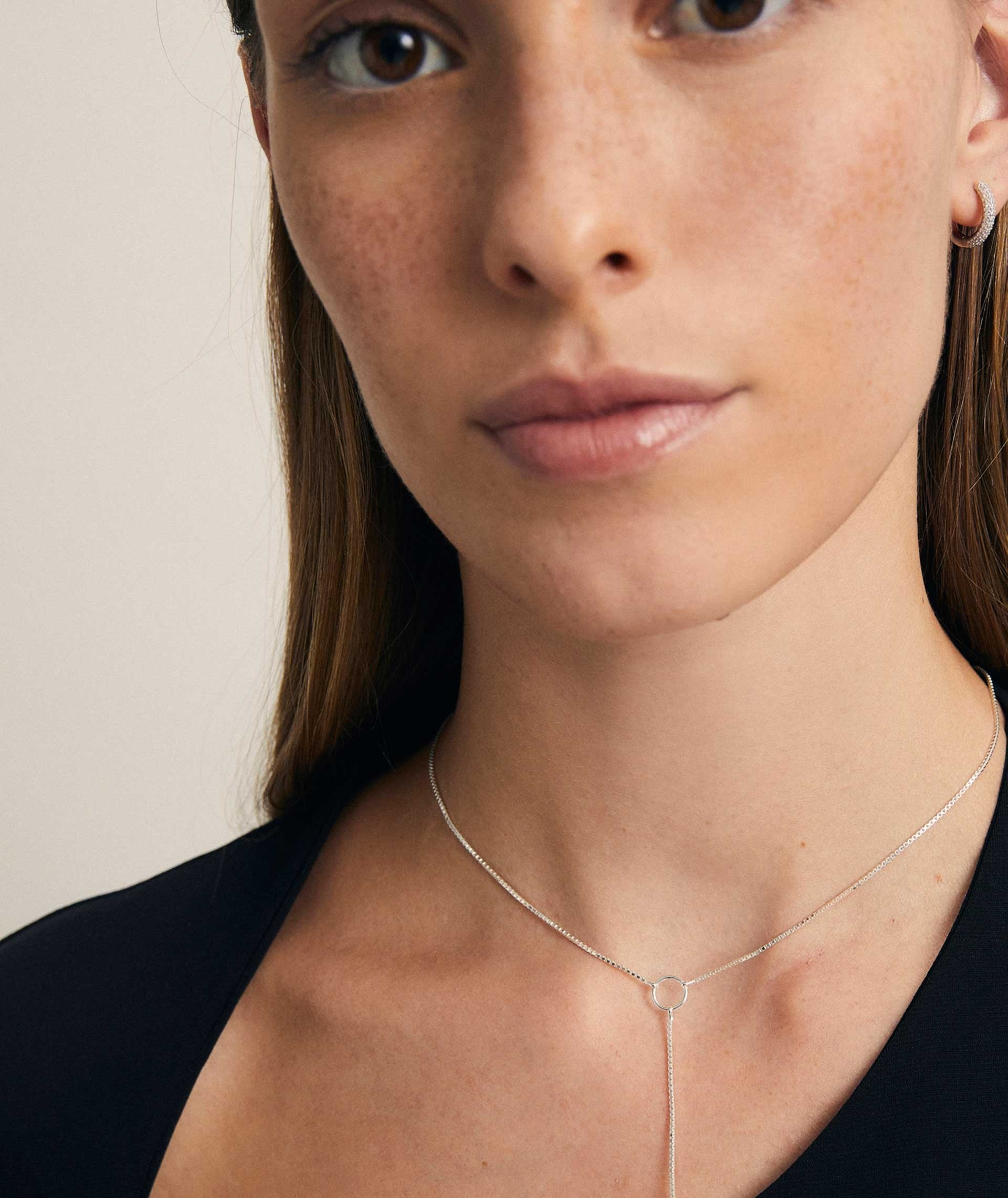 Collar Helena  Plata de Ley 925 aro con cadena colgante circonita