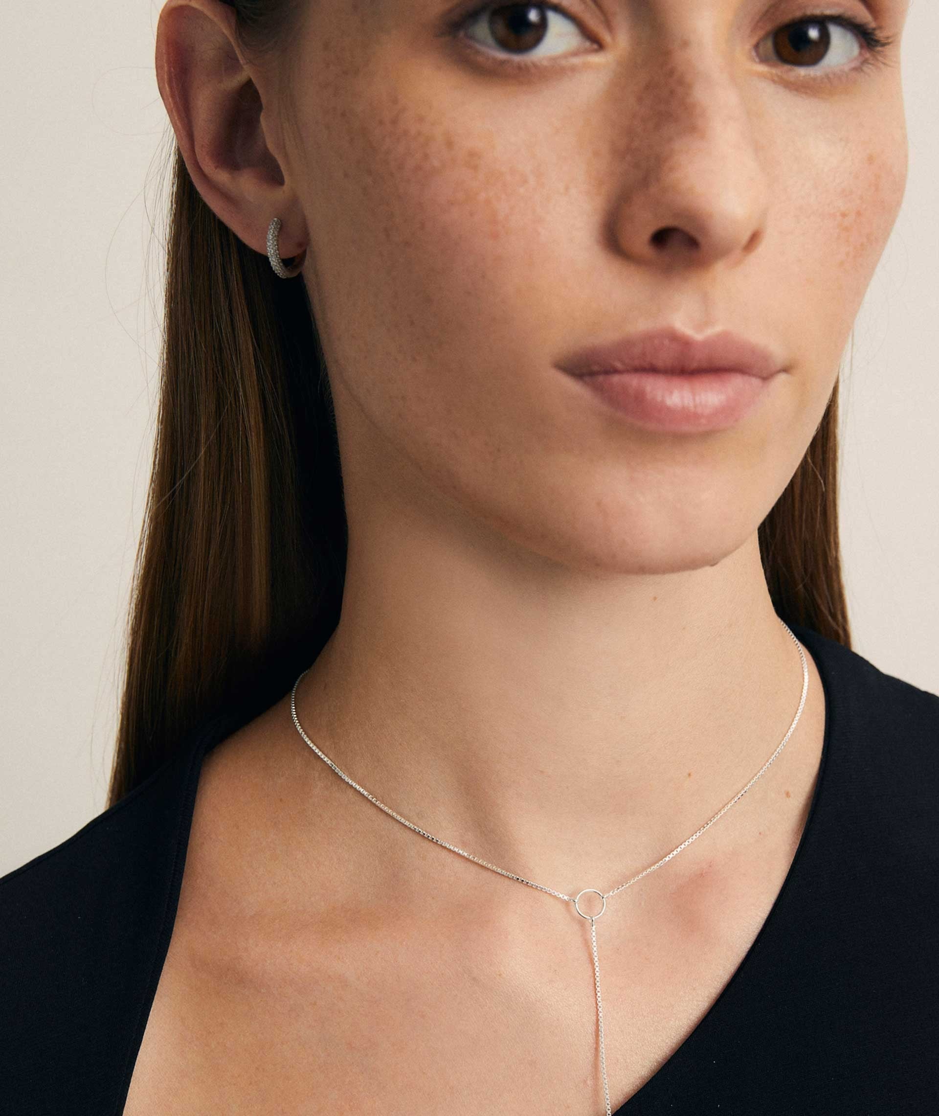 Collar Helena  Plata de Ley 925 aro con cadena colgante circonita