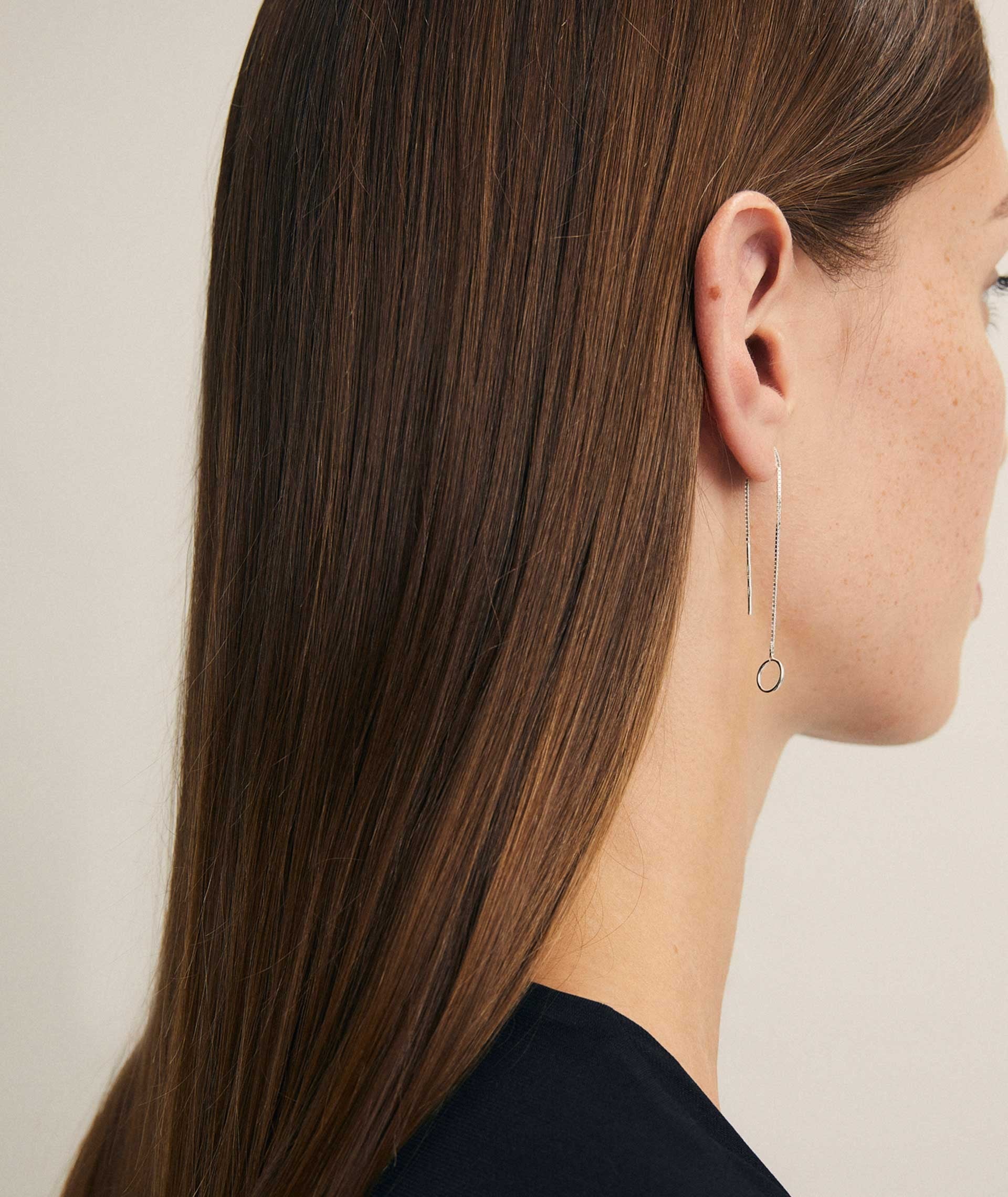 Pendientes Helena  Plata de Ley 925 aro con cadena colgante