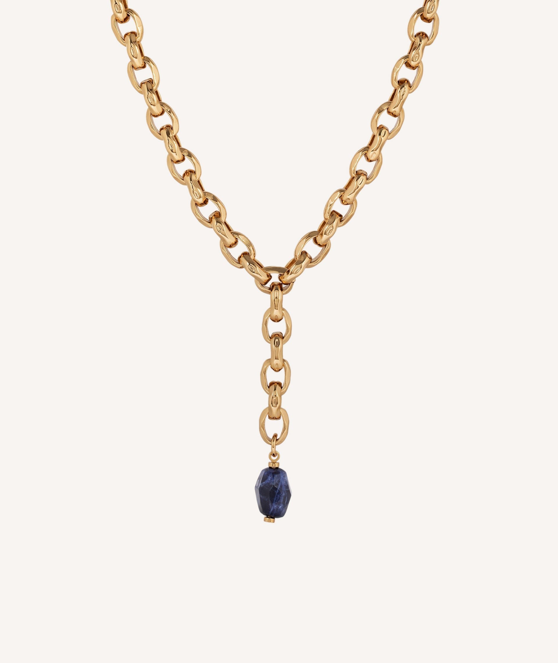 Collar Luna eslabones con piedra natural sodalita