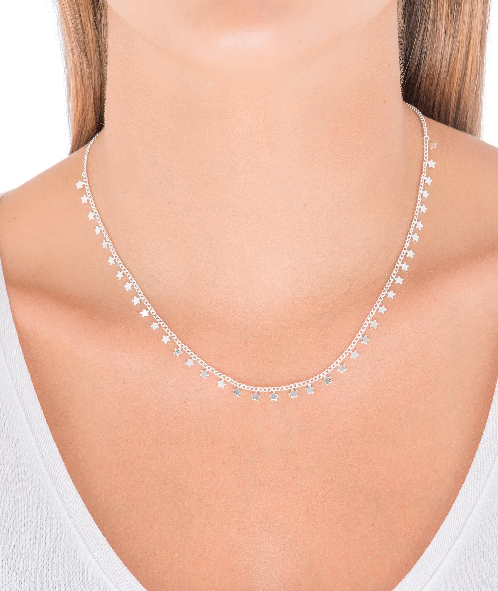 Collar acabado en Plata estrellas colgantes