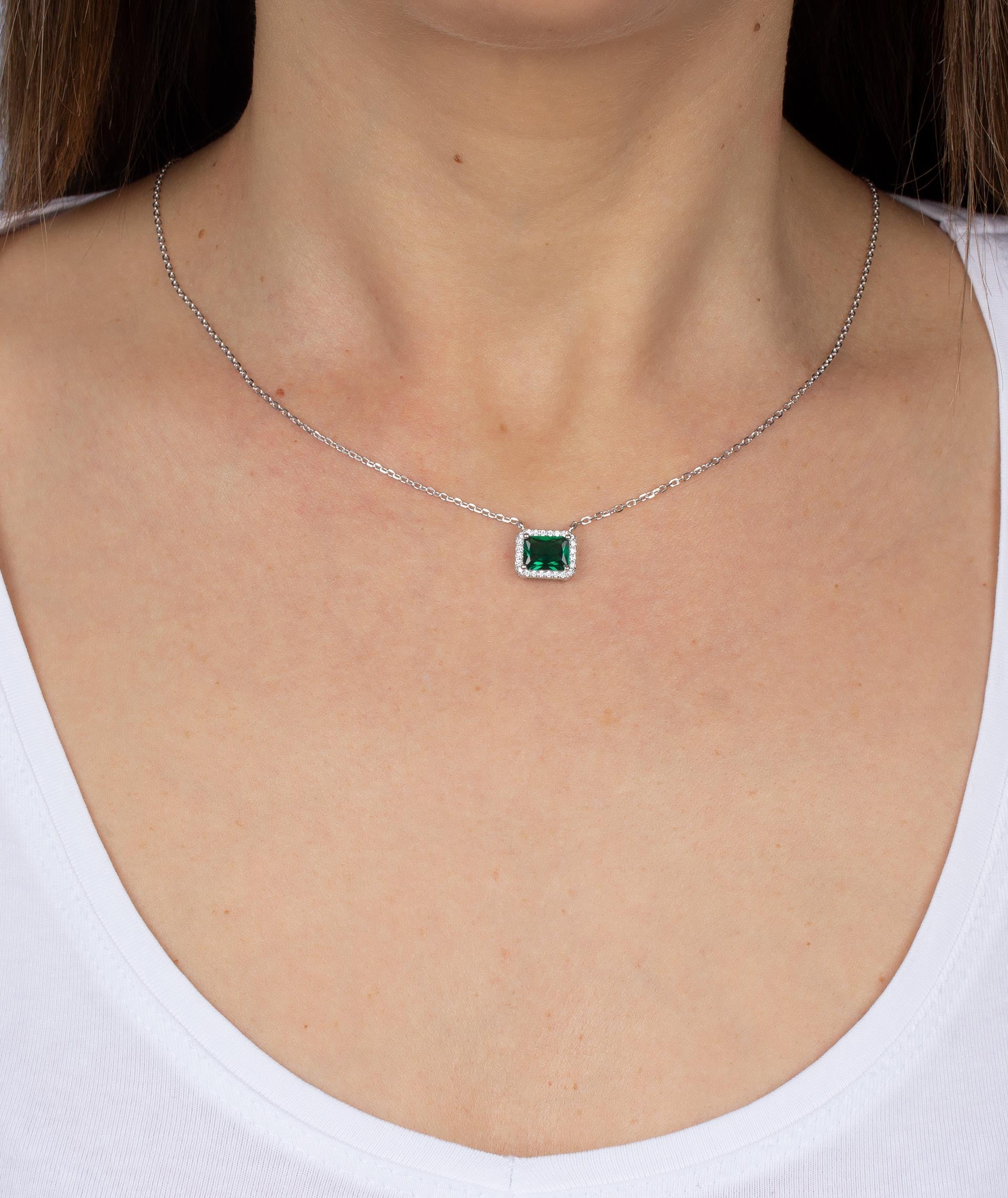 Collar circonita Cuadrada Verde