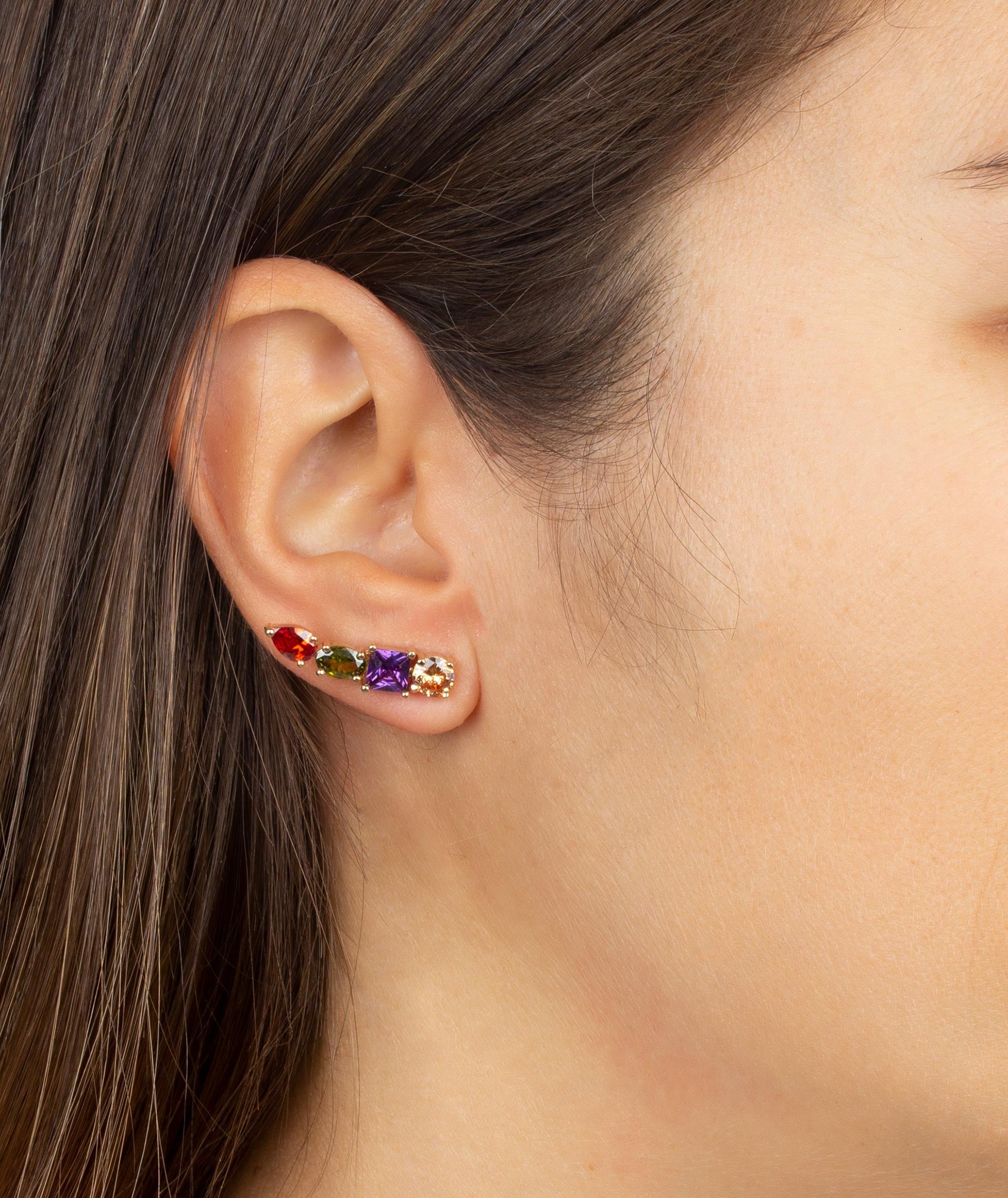 Pendientes Tira Circonitas Multicolor