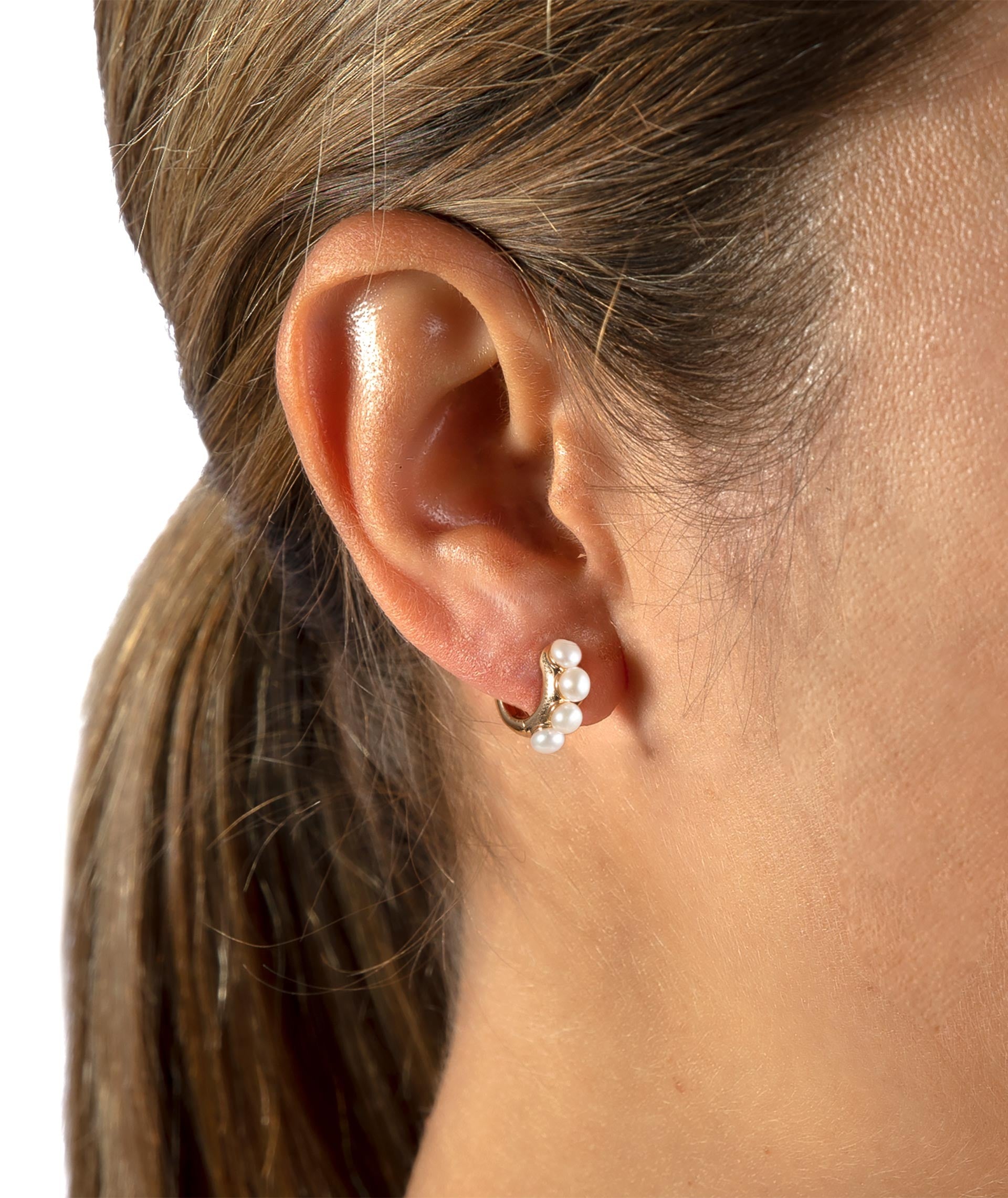 Pendientes Rosada Aro Aro Perlas