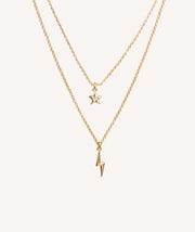Collar doble estrella y rayo