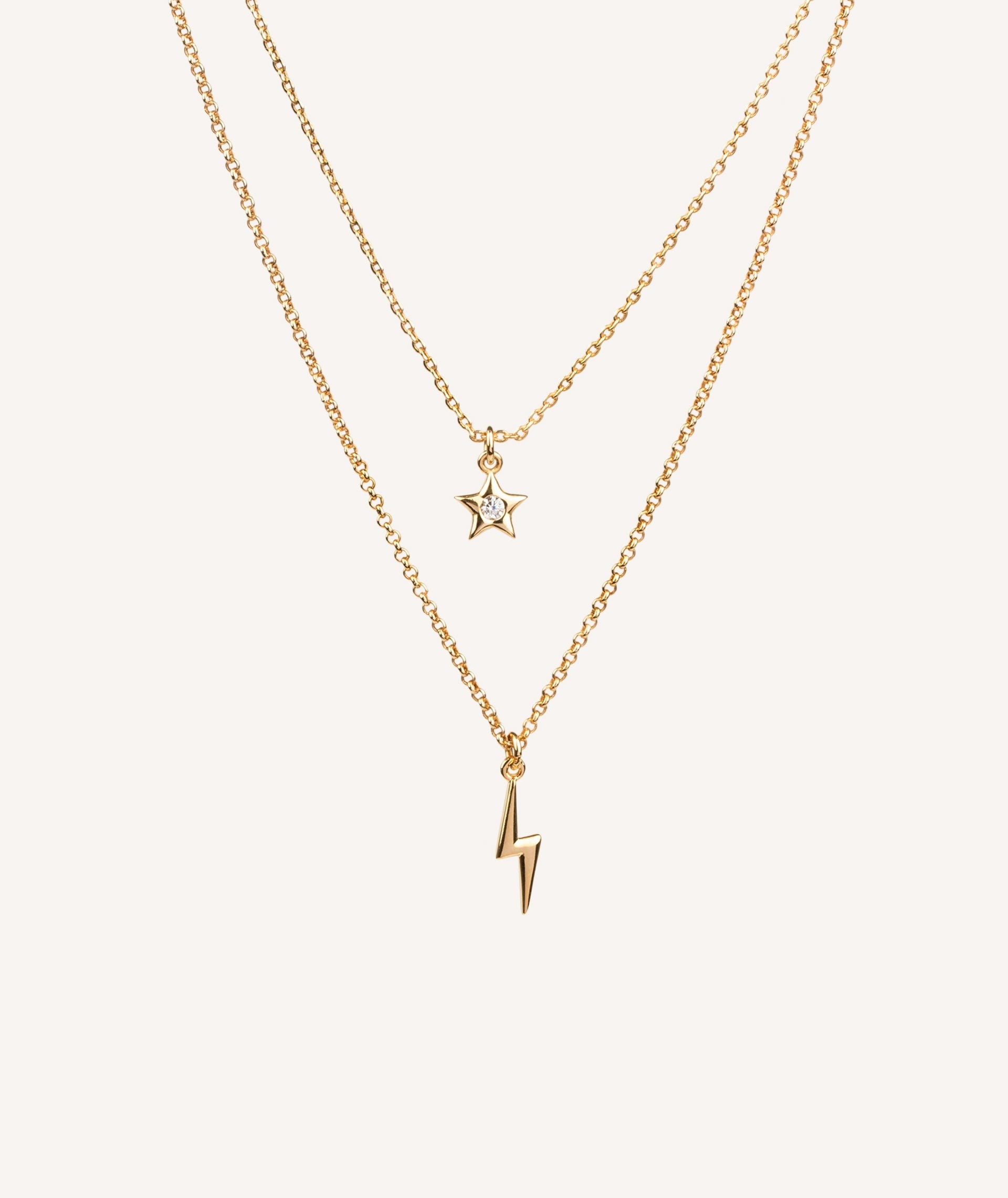 Collar doble estrella y rayo