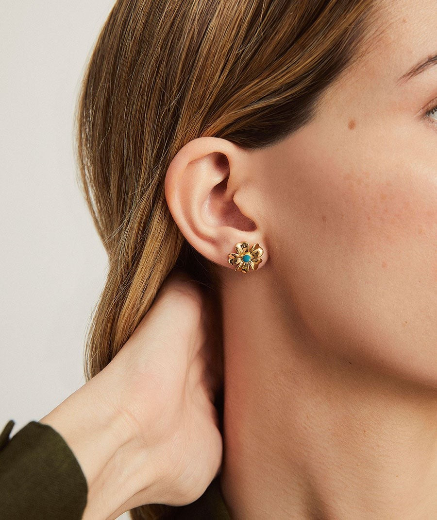 Pendientes Verbena con Esmalte Azul