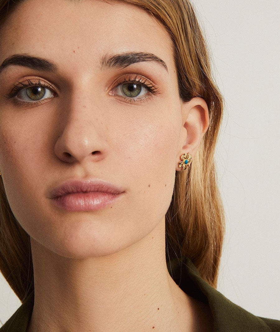 Pendientes Verbena con Esmalte Azul