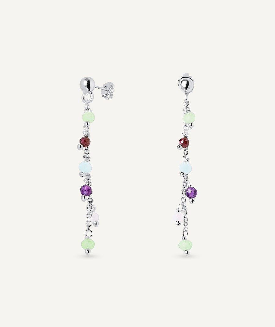 Pendientes Fosquet  chapado Plata de primera Ley piedras naturales