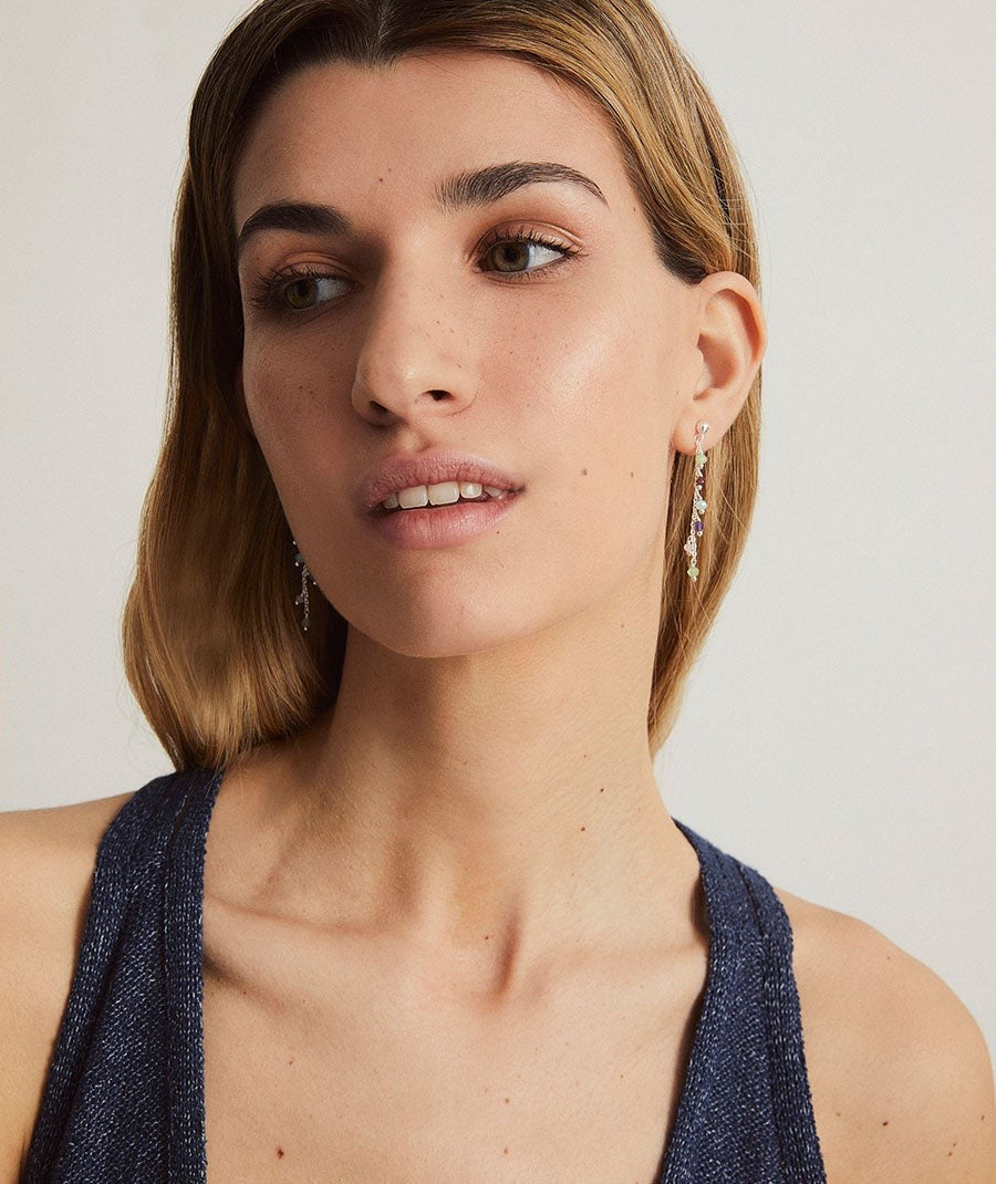 Pendientes Fosquet  chapado Plata de primera Ley piedras naturales