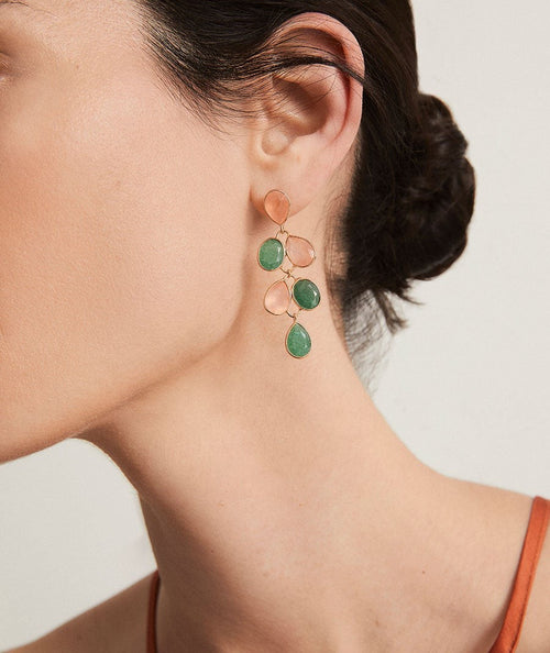 Earrings Ombra collection Dreams 18 Kt Gold Plated natural stones secundaria