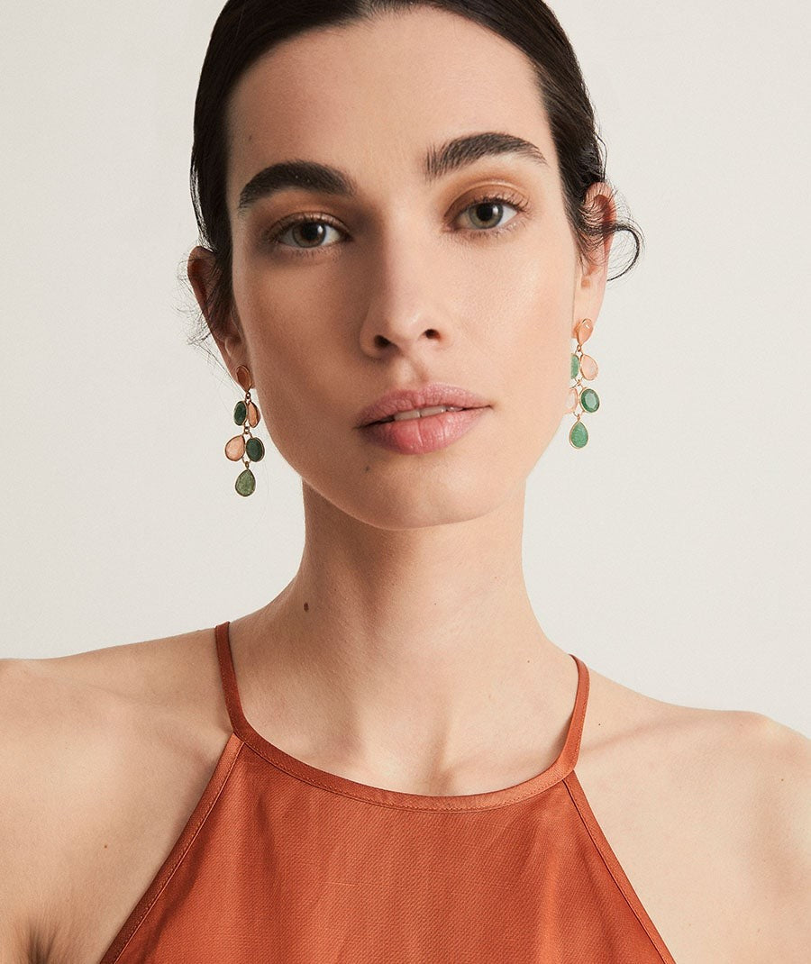 Pendientes Ombra colección Dreams chapado Oro 18 Kt piedras naturales