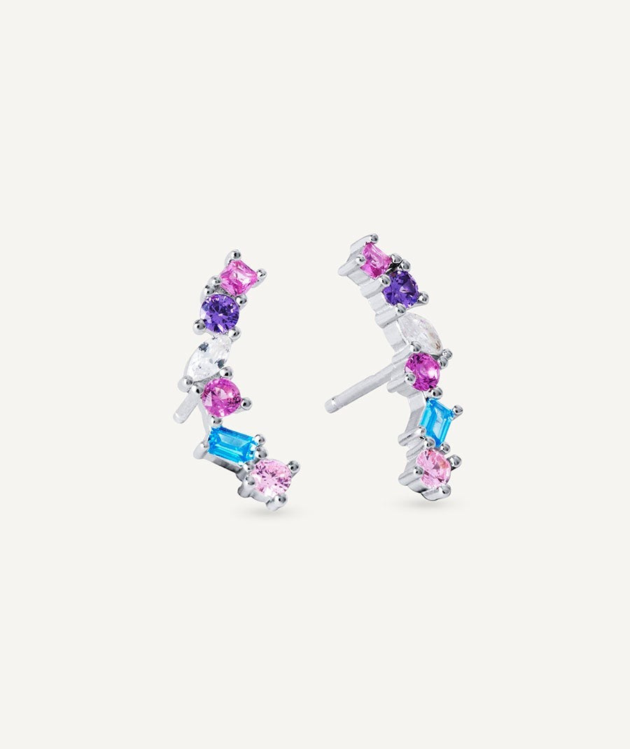 Pendientes Vivace colección Clasicos Plata Plata de primera Ley circonitas multicolor