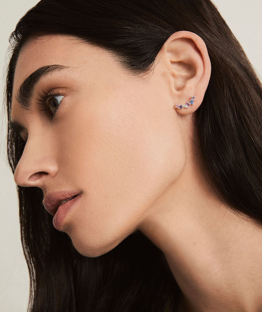 Pendientes Vivace colección Clasicos Plata Plata de primera Ley circonitas multicolor