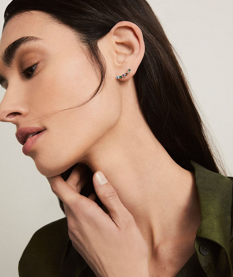 Pendientes Vivace colección Clasicos Plata Plata de primera Ley circonitas multicolor